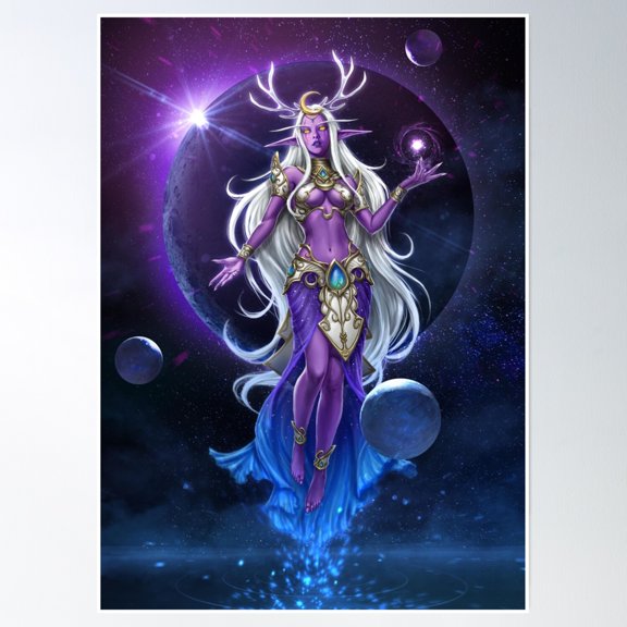 Elune, Goddess Of The Moon Poster Wall Art, Modern Wall Decor, 8x12 UNFRAMED