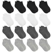 ELUTONG 16 Pairs Kids Socks Boys Soft Low Cut Ankle Socks for 2-14 Years Boys Girls