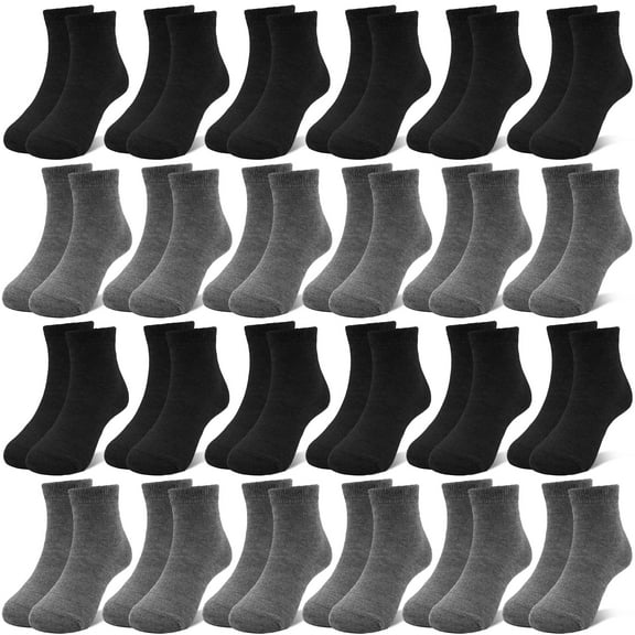 Elutong 24 Pairs Kids Socks Boys Girls Socks, Crew Athletic Socks Mid Cut Casual Socks for Kids 1-14 Years