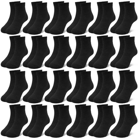 24 Pairs Kids Socks Boys Girls Socks, Crew Athletic Socks Mid Cut Casual Socks for Kids 1-14 Years