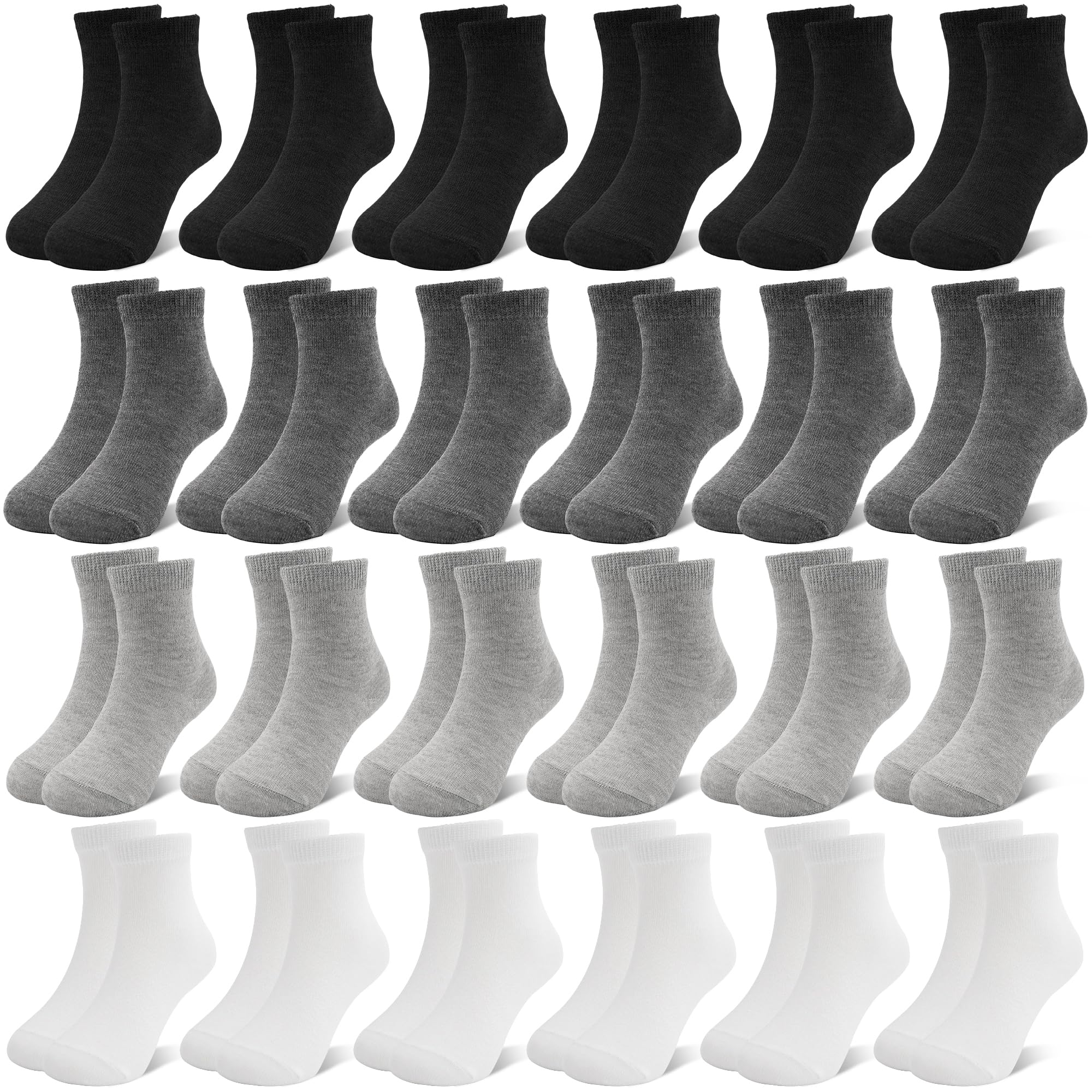 Elutong 24 Pairs Kids Socks Boys Girls Socks, Crew Athletic Socks Mid Cut Casual Socks for Kids 1-14 Years