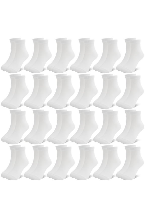 24 Pairs Kids Socks Boys Girls Socks, Crew Athletic Socks Mid Cut Casual Socks for Kids 1-14 Years