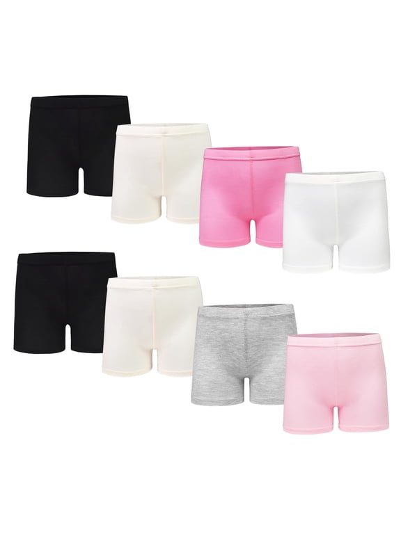 Girls Underwear Shorts, 8 Pack Dress Dance Bike Safety Shorts 3-10 Years