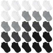 ELUTONG Kids Socks, 25 Pairs Low Cut Boys Girls Socks Ankle Athletic Socks for 1-14 Years