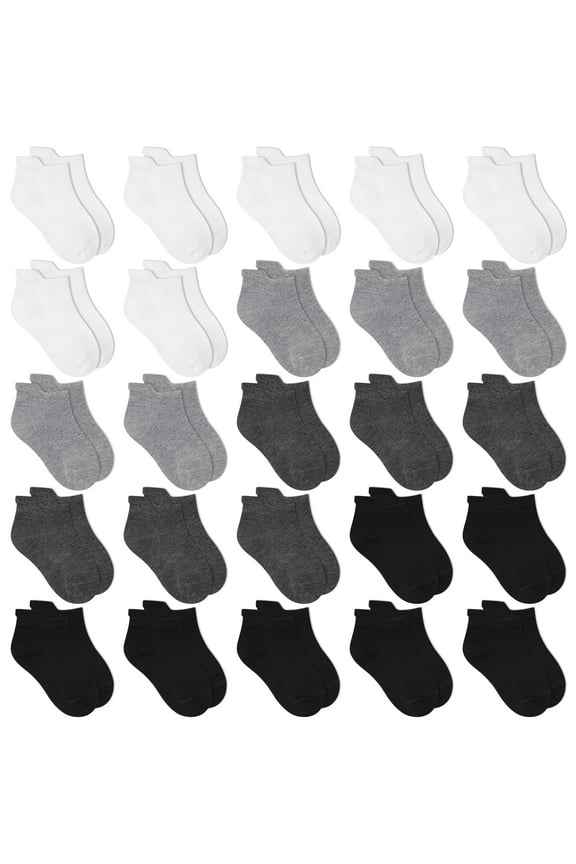 Kids Socks, 25 Pairs Low Cut Boys Girls Socks Ankle Athletic Socks for 1-14 Years
