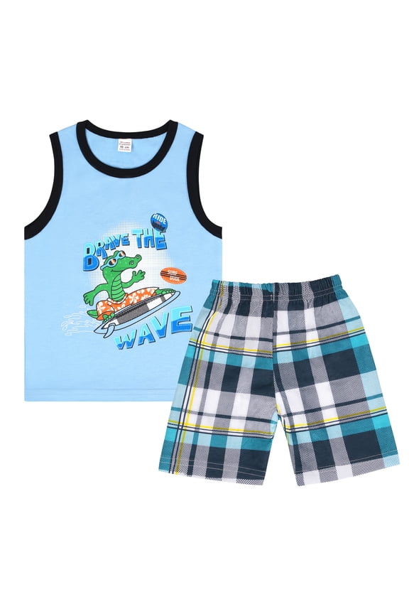 Toddler Boy Summer Clothes, 1-6T Boy Summer Cotton Outfits Sleeveless Dinosaurs Shorts Set