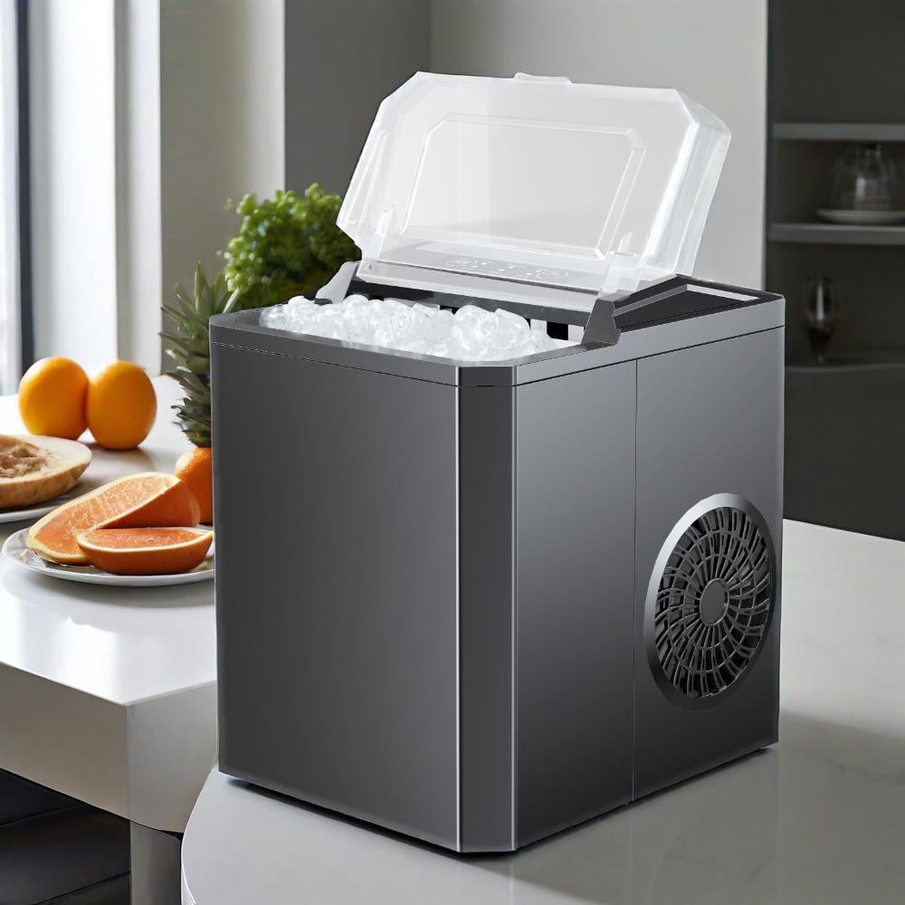 Eluvion Efficient Countertop Ice Machine, Self-Cleaning, 9 Cubes/6 Mins ...