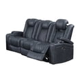 thumbnail image 1 of Benjara BM299099 83 in. Power Reclining Sofa with Storage Console, Breathable Leather, Blue, 1 of 5