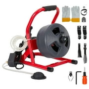 Elvaesther 50 ft, Black and Red Electric Auto Feed Electric Auger Drain Snake Efficient Cleaning