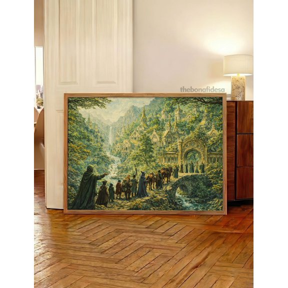 Elven Architecture Wall Art Print, High Fantasy Magical Cityscape Decor