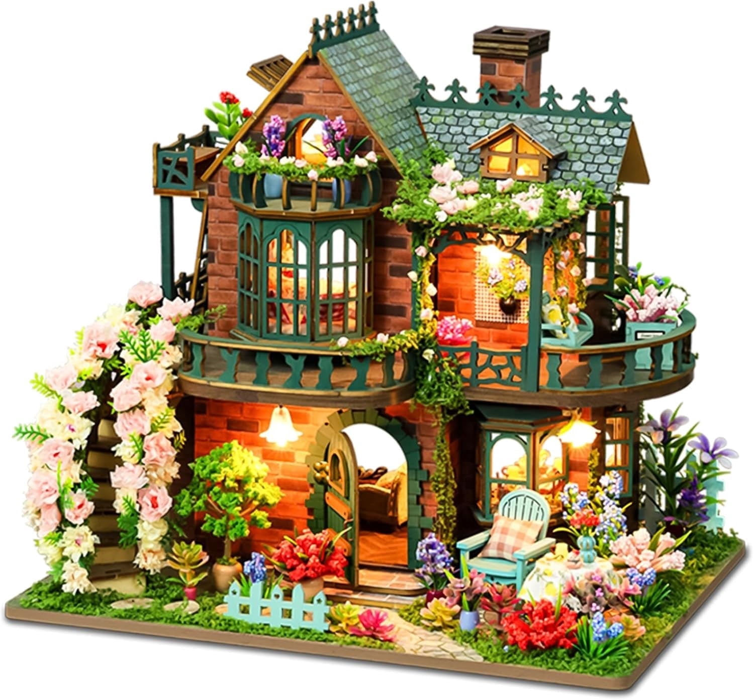 Elven Garden DIY Book Nook Kit w/LED - 3D Wooden Dollhouse Craft Kit for Adult