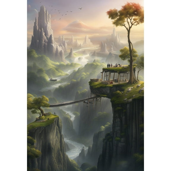 Elven Lair Digital Fantasy Painting - 12" x 18" Art Print Wall Decor