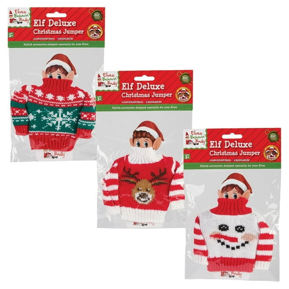 Elves Behavin' Badly Deluxe Elf Christmas Sweater, 1 Sweater, Design Selected at Random