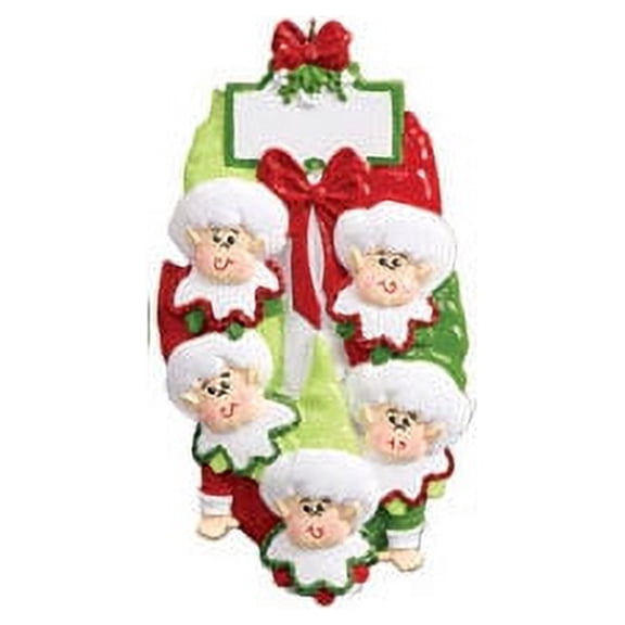 Elves Family 5 Personalized Christmas Ornament DO-IT-YOURSELF
