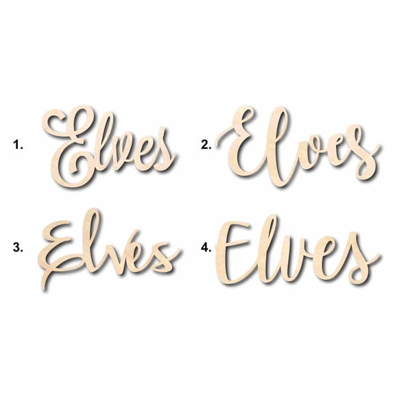 Elves Sign Unfinished Wood Cutout Home Decor DIY Option 1- 48" Wide / 1/4"