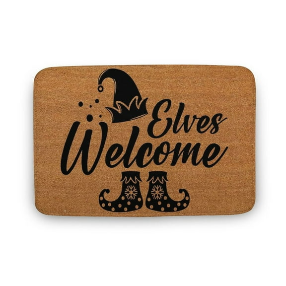 Elves Welcome Doormat, Welcome Doormat, Christmas Gift, Realtor Gift, Welcome Doormat, Front Doormat, Monogram Rug, Welcome Doormat,Home Decor,Front Back Door Mat,Coral Velvet Rug 16x24