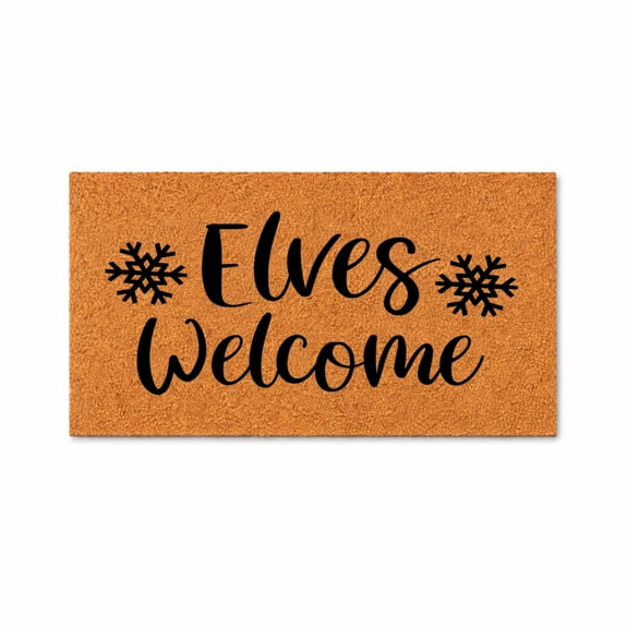 Elves Welcome Doormat, Holiday Snowflake Entryway Mat (36x72 inches) WoodByStu 1843