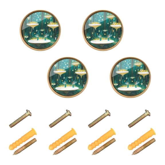 Elves in The Woods Cabinet Furniture Knobs Drawer Metal Pulls 1.26in Acrylic Zinc Alloy Dual Screw Set