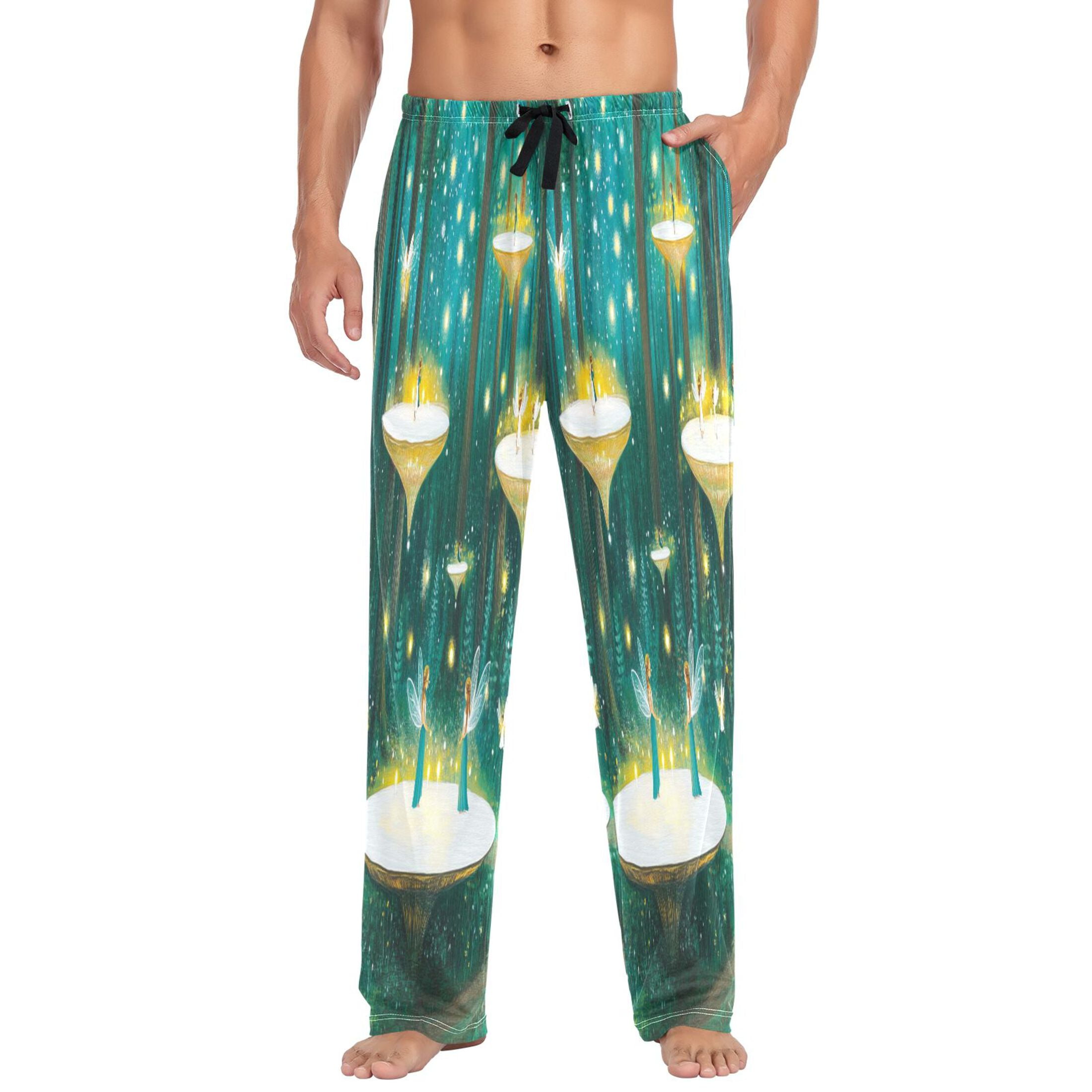 Elves in The Woods Mens Cotton Pajama Pants Long Staple Lightweight Sleep Bottoms with Pockets Breathable