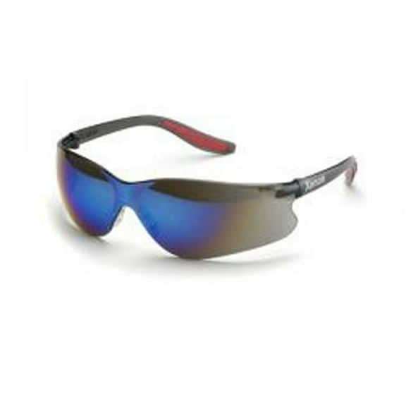 Xenon, Safety Glasses, Uncoated, Blue Mirror Lens, Black Frame, Frameless