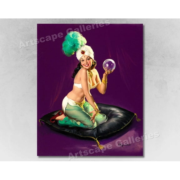 Elvgren Pin Up Girl I m a Happy Medium Fortune Teller, Unframed Poster