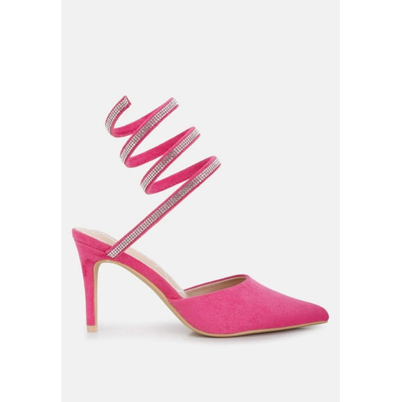 Elvira Rhinestone Embellished Strap Up Sandals