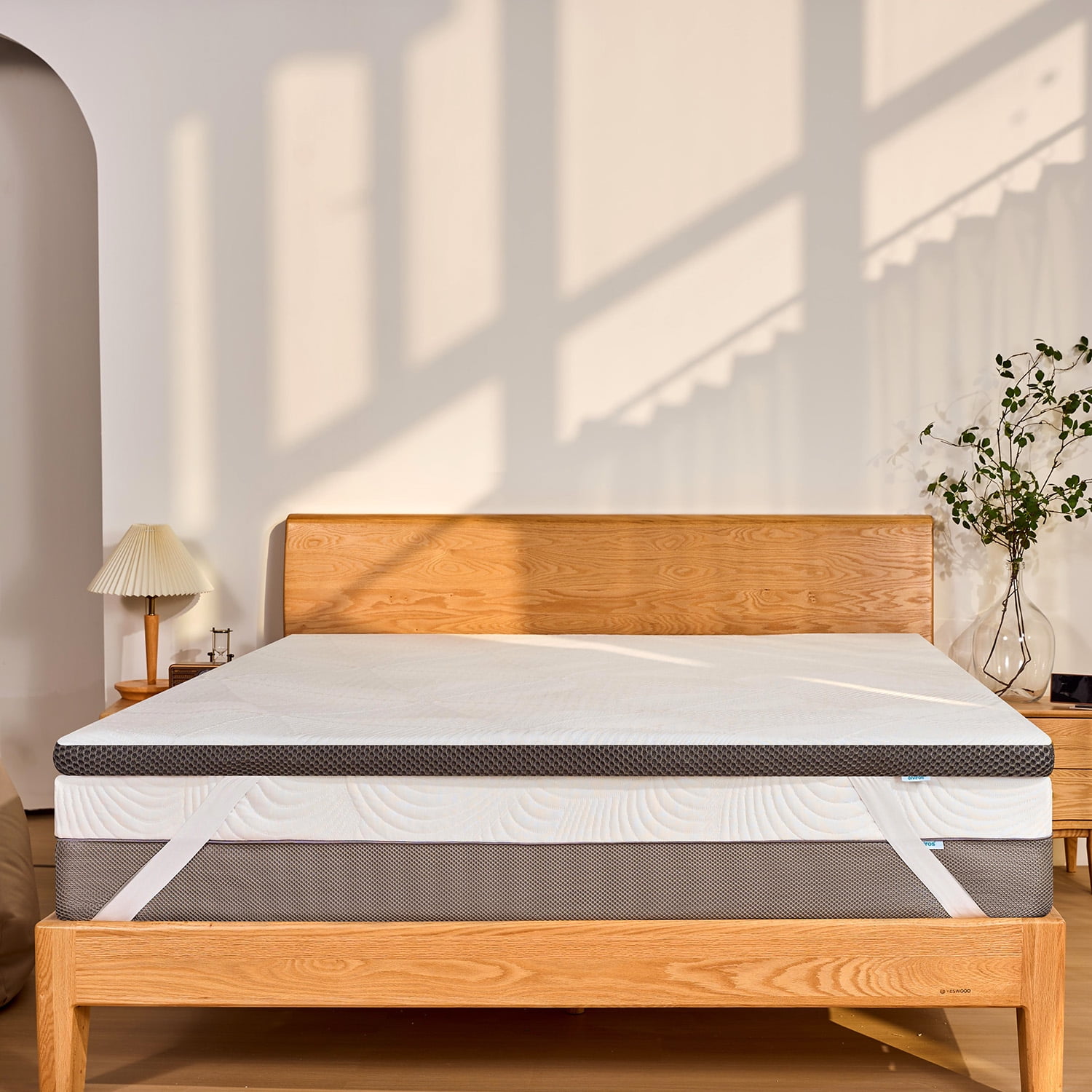 Elviros 3 inch Dual Firmness Cooling Gel Memory Foam Mattress Topper