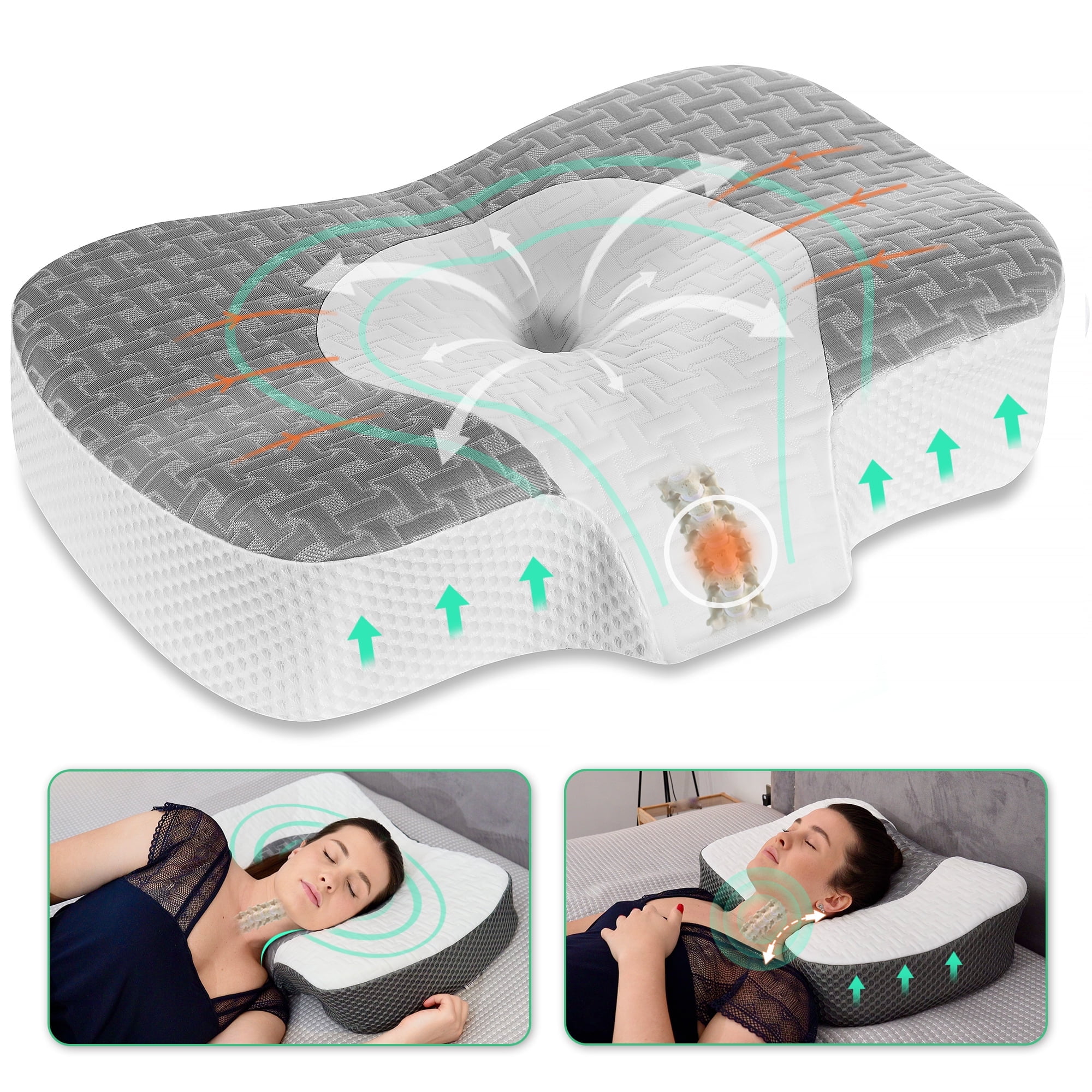 Elviros Adjustable Memory Foam Pillow, Neck & Shoulder Pain Relief