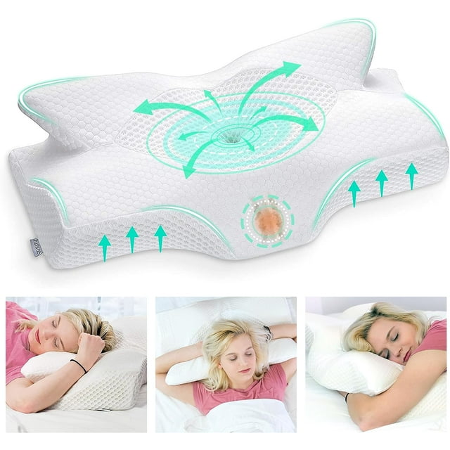 Elviros Ergonomic Cervical Pillow,Contoured Memory Foam Pillow for