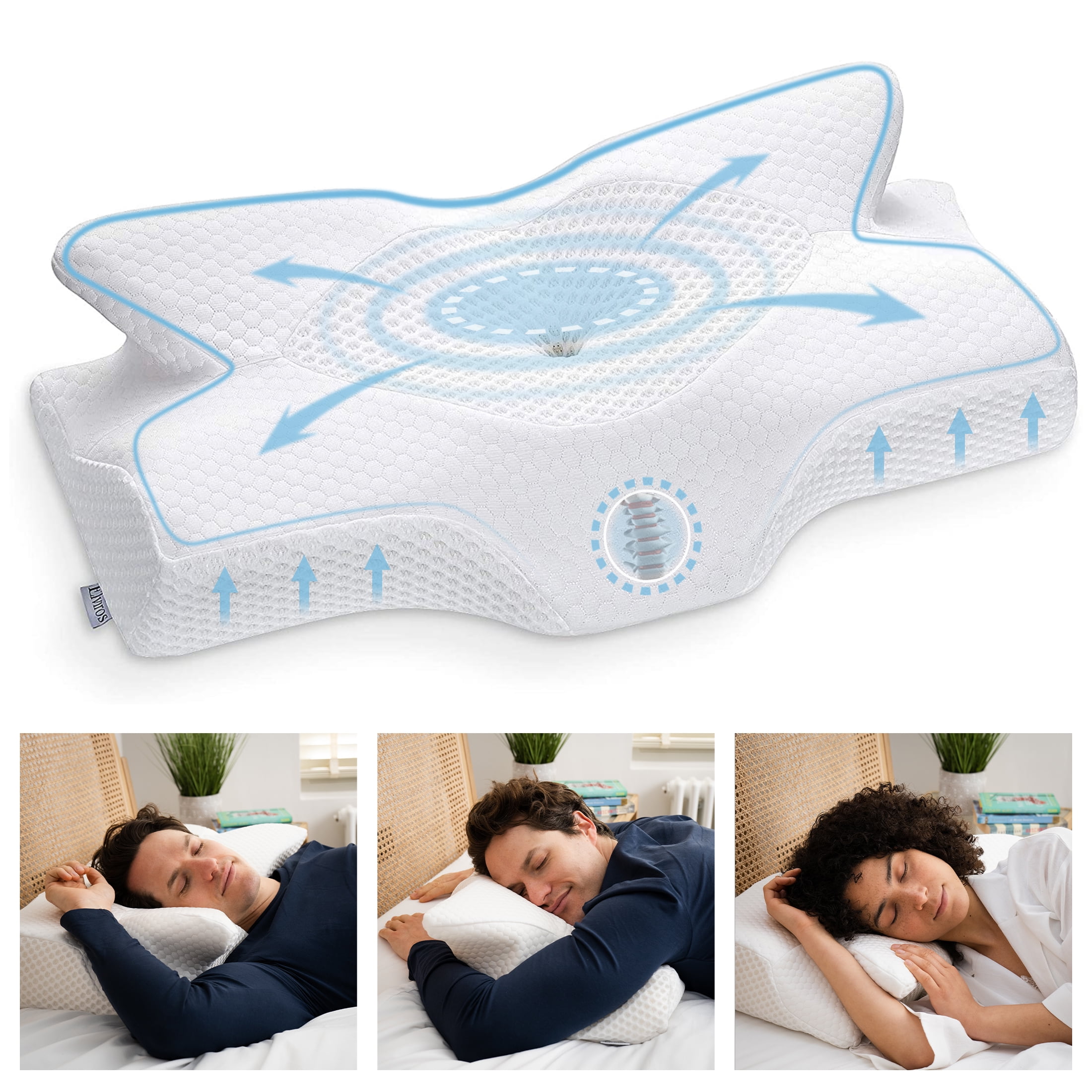 Carib Palm Memory Foam Pillows, Ergonomic Pillow, Neck Support Pillows for Sleeping, Pillow for Neck and Shoulder Pain, Pillow for Neck Pain Relief