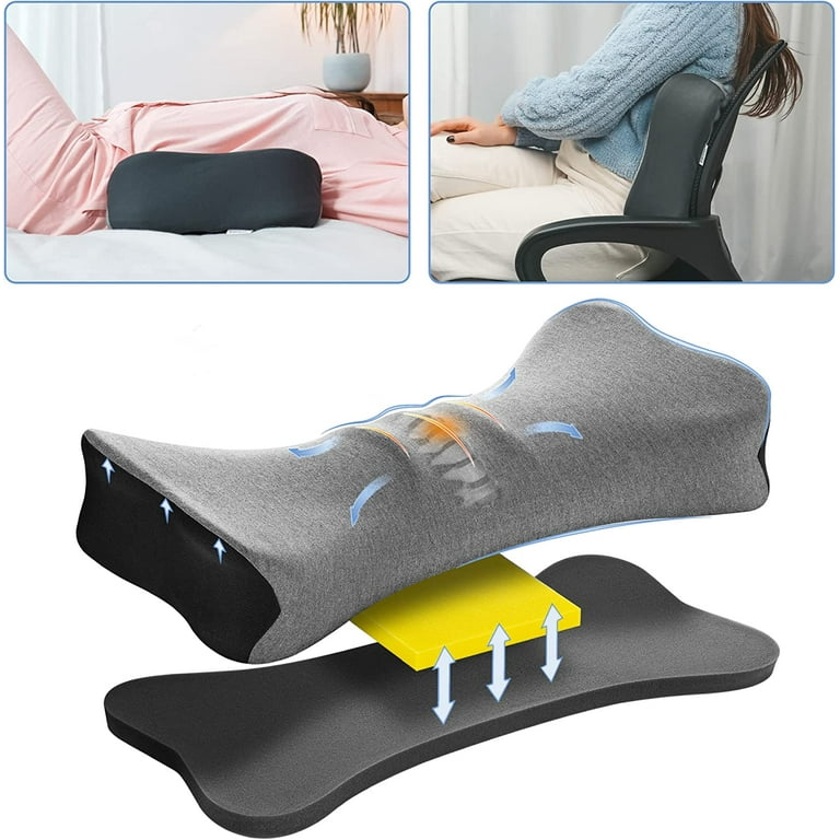 Elviros Lumbar Pillow for Bed, Adjustable Memory Foam Back Pillow for  Sleeping, Ergonomic Lumbar Support Pillow for Lower Back Pain Relief, Back