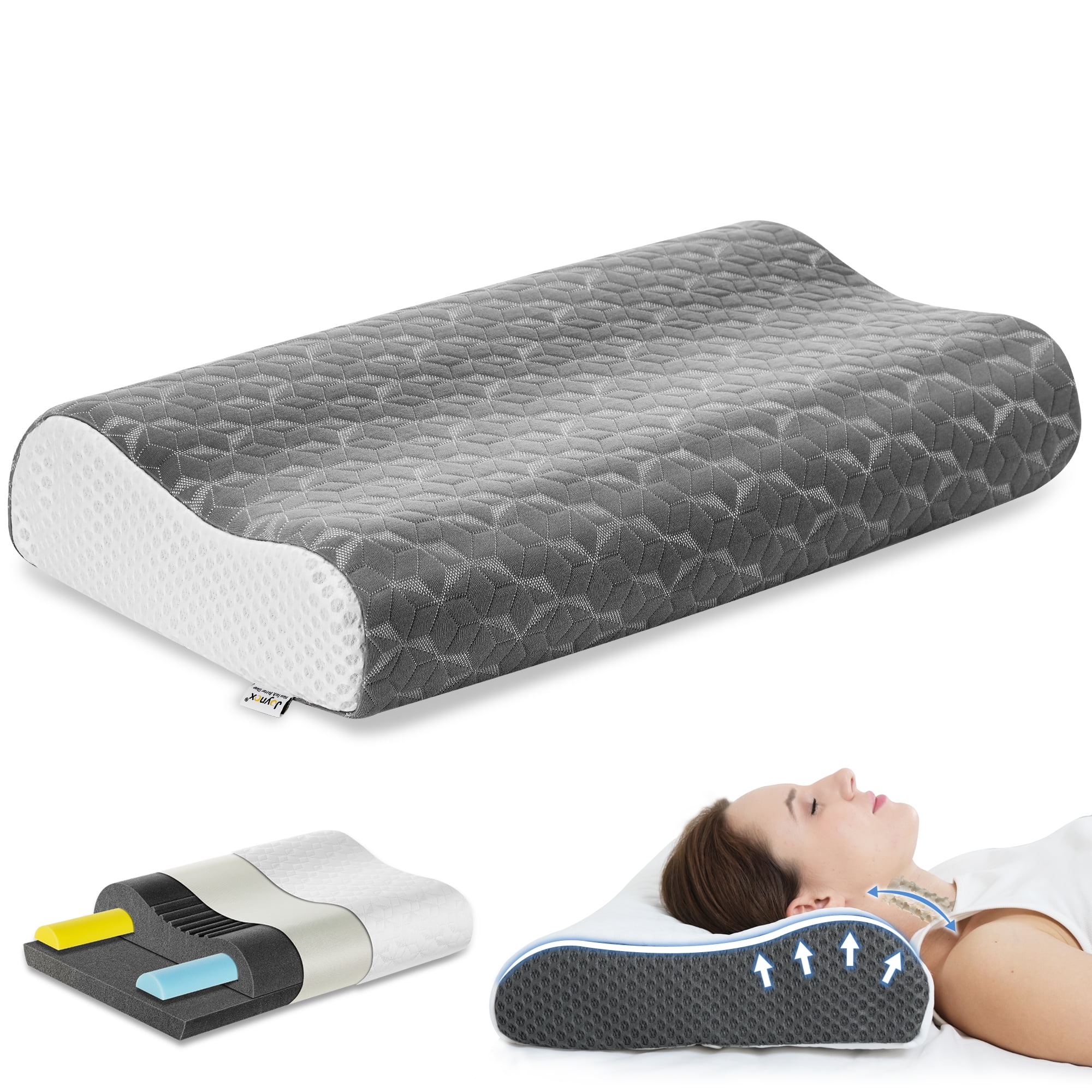 Elviros Lumbar Support Pillow for Sleeping Gray