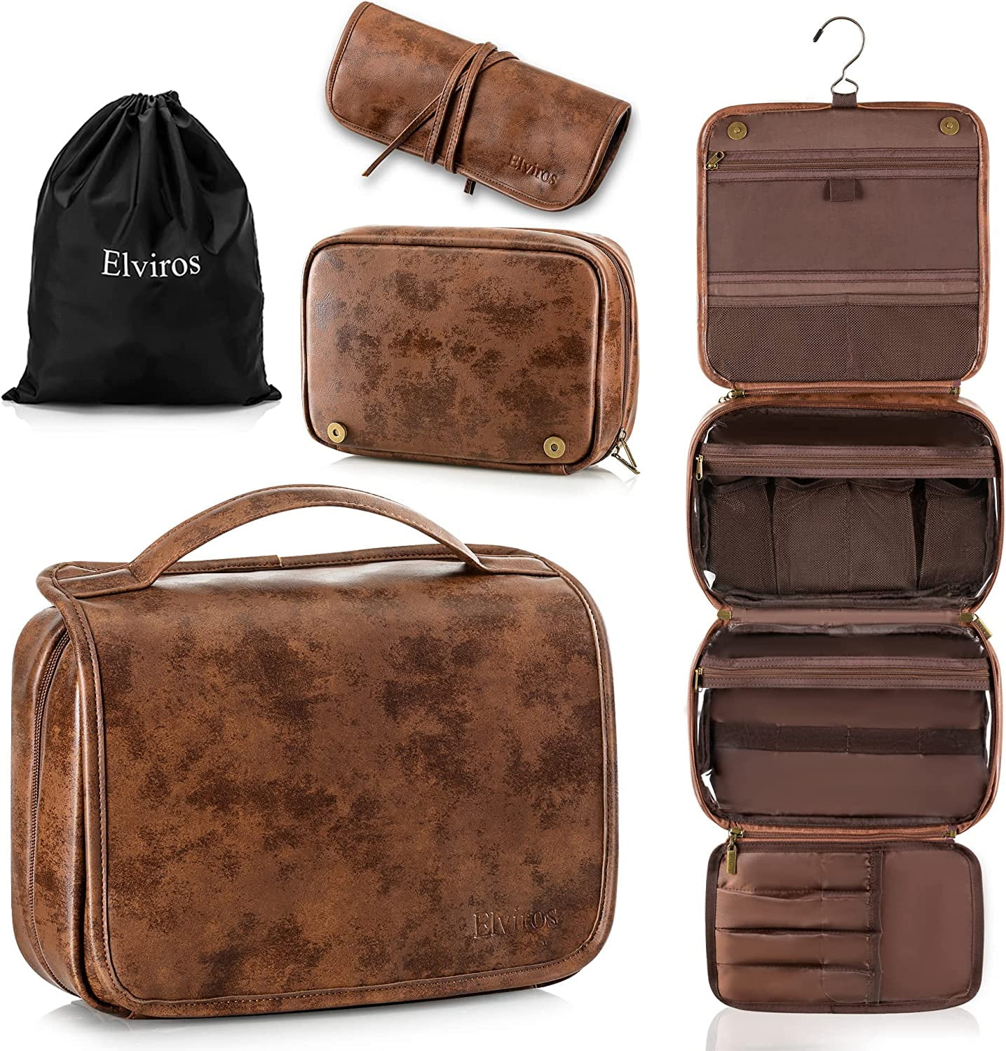 Mens leather best sale toiletry bag large