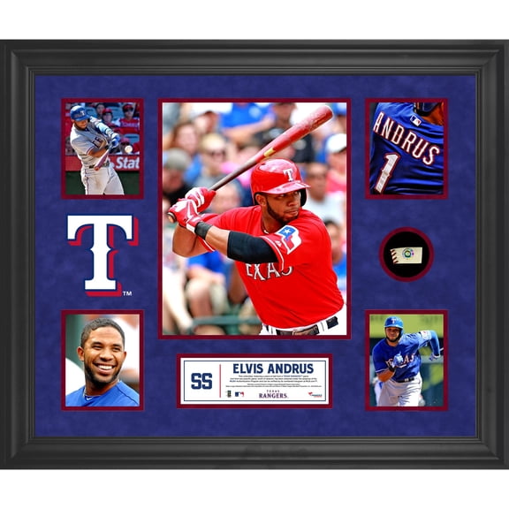 Elvis Andrus Texas Rangers Framed 5-Photo Collage with Piece of Game-Used Ball