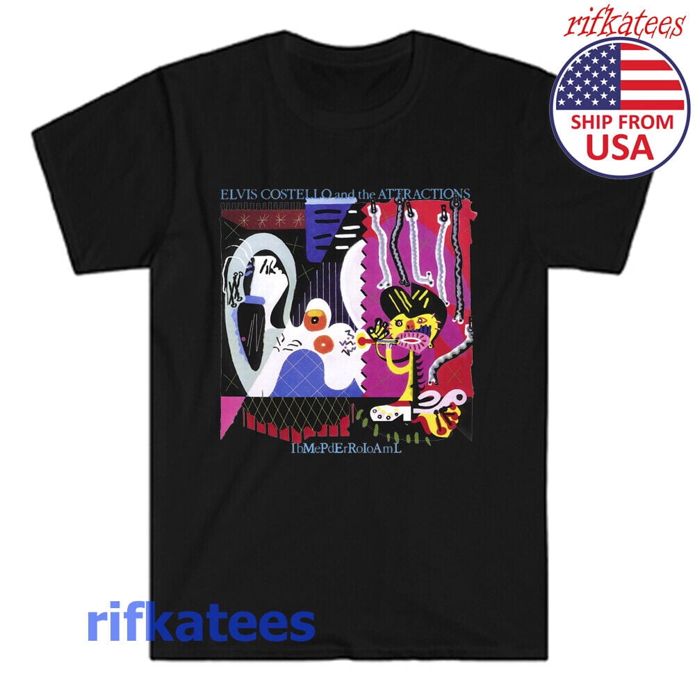 Elvis Costello And The Attractions Man Men'S Black TShirt Size S To