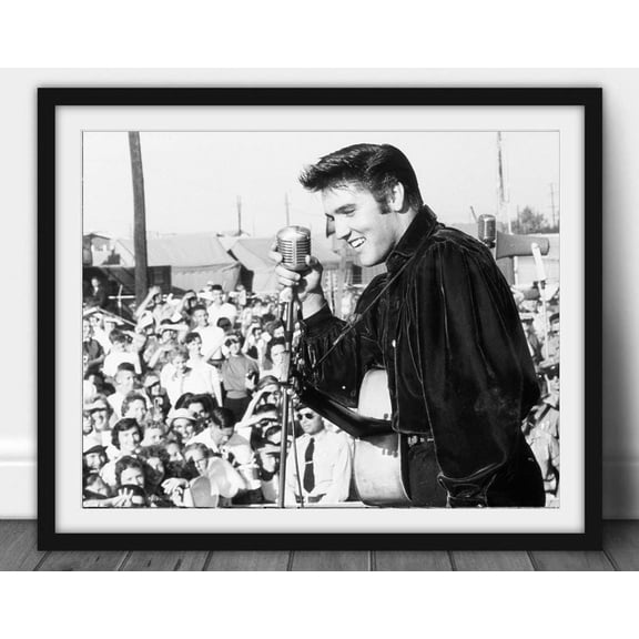 Elvis Live Concert Poster, Black And White Photography, Unframed Paper Poster 11x14in