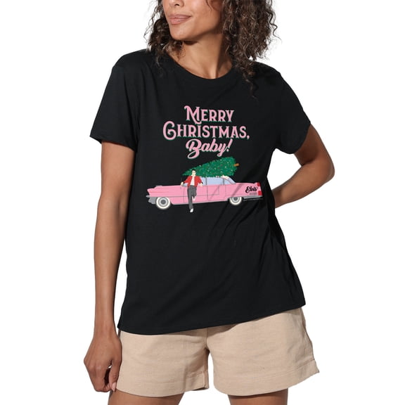Elvis Merry Christmas Baby Women's Loose T-Shirt, Black, Small