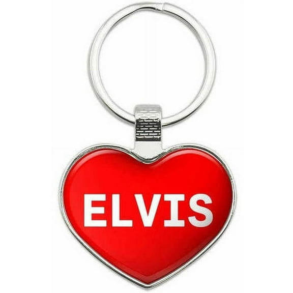Elvis - Names Male Metal Heart Keychain Key Chain Ring, Multiple Colors Available