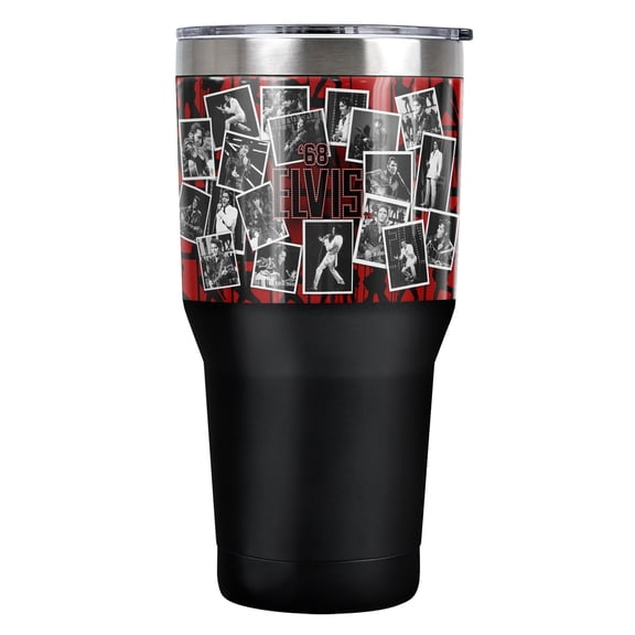 Elvis Official 68 Photos 30 oz Travel Tumbler, Stainless Steel, Vacuum Insulated with Leak Resistant Slide-Lock Lid