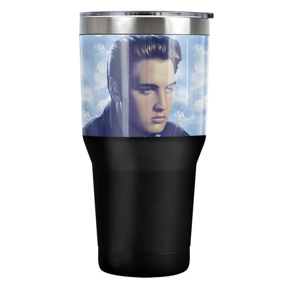 Elvis Official Big Portrait 30 oz Travel Tumbler, Stainless Steel, Vacuum Insulated with Leak Resistant Slide-Lock Lid