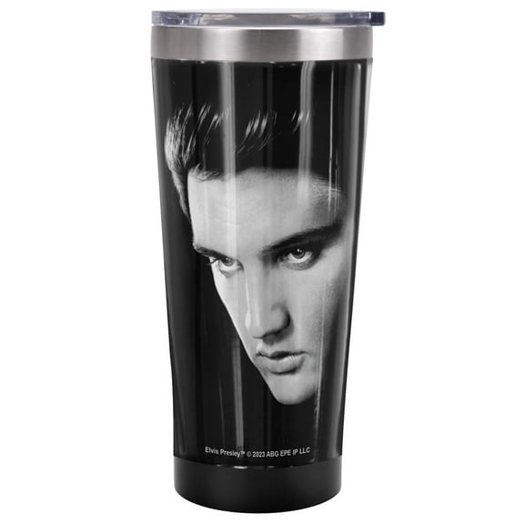 Elvis Official Face 20 oz Travel Tumbler, Stainless Steel, Vacuum Insulated with Leak Resistant Slide-Lock Lid