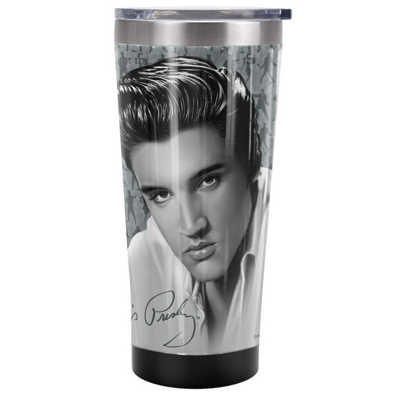 Elvis Official The Moves 20 oz Travel Tumbler, Stainless Steel, Vacuum Insulated with Leak Resistant Slide-Lock Lid