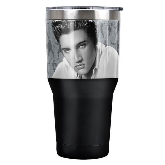 Elvis Official The Moves 30 oz Travel Tumbler, Stainless Steel, Vacuum Insulated with Leak Resistant Slide-Lock Lid