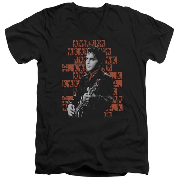 Elvis Presley 1968 Adult V-Neck T-Shirt Black