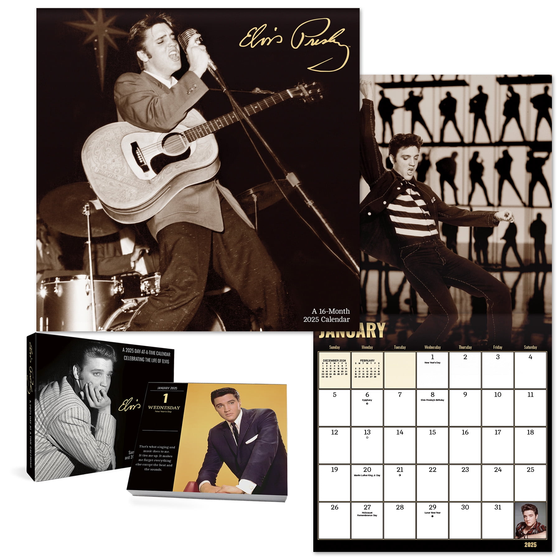 Elvis Presley 2025 Calendar and Daily Desk Box Calendar