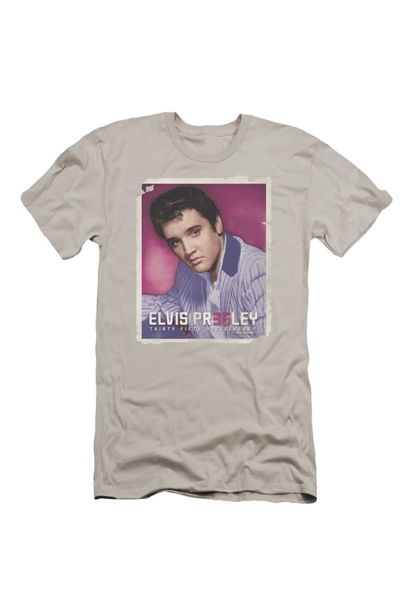 Elvis Presley 35 Jacket Premium Canvas Adult Slim Fit 30/1 T-Shirt Silver