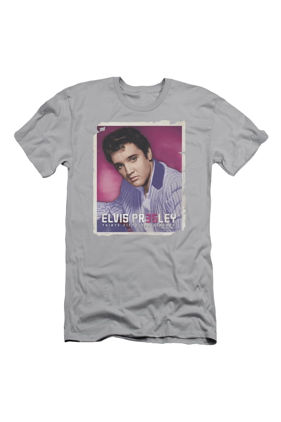 Elvis Presley 35 Jacket S/S Adult 30/1 T-Shirt Silver
