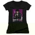 thumbnail image 1 of Elvis Presley 35 Leather Junior Women's V-Neck T-Shirt Black, 1 of 2