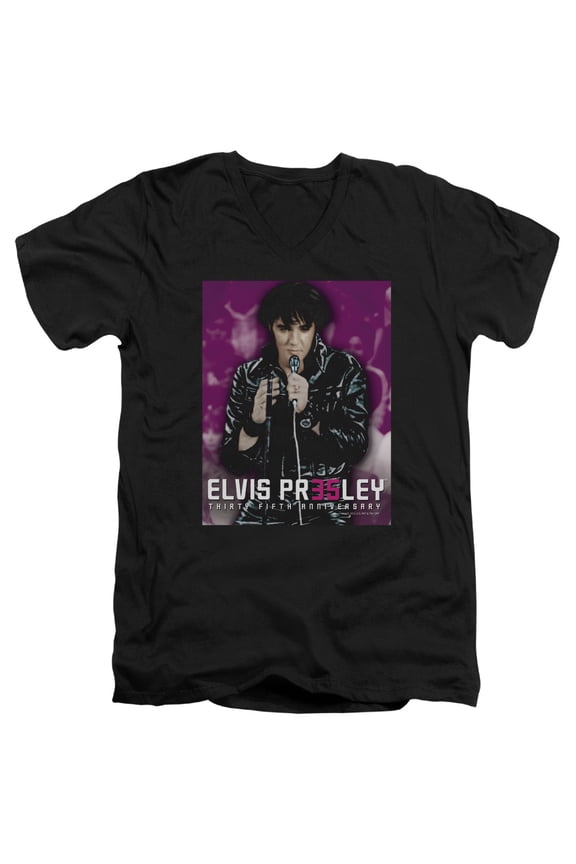 Elvis Presley - 35 Leather - Slim Fit V Neck Shirt - Large