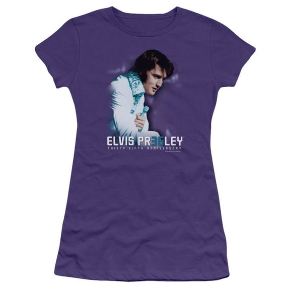 Elvis Presley 35th Anniversary 2 Junior Women's Sheer T-Shirt Purple